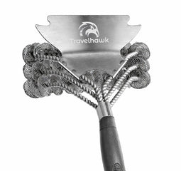 Travelhawk BBQ Borstel - RVS Grillborstel - Ergonomisch Handvat - Zilver