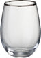 J-Line drinkglas Bol Rand - glas - transparant/zilver - 6 stuks