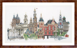 Thea Gouverneur - Borduurpakket met telpatroon - 450 - Voorgesorteerde DMC Garens - Amsterdam - Linnen - 79 cm x 50 cm - DIY Kit