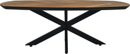 HSM Collection-Danish Salontafel Fishbone-130x80x43-Naturel/Zwart-Eiken/Metaal