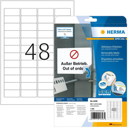 Herma 4346 - Etiketten Movables A4 45.7x21.2mm - Verplaatsbaar - Wit (1200 st)