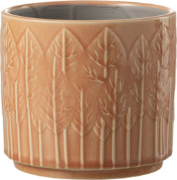 J-Line bloempot Blad - keramiek - roest - medium - 2 stuks - Ø 14 cm