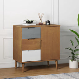 vidaXL - Dressoir - MOLDE - 76,5x40x80 - cm - massief - grenenhout - bruin