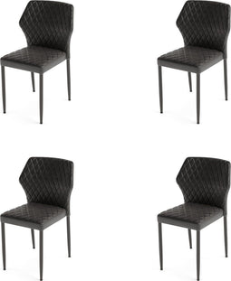 Louis Stapelstoel zwart, Kunstleder, brandvertragend - SET VAN 4