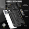 Podec iPhone 12 Pro - Telefoonhoesje - Anti-Shock Case Cover met Kickstand Ring en Screenprotector - Zwart