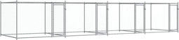 vidaXL - Hondenhok - met - deuren - 8x2x1,5 - m - gegalvaniseerd - staal - grijs