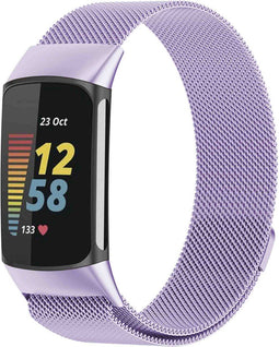 imoshion Milanees magnetisch bandje - Geschikt voor Fitbit Charge 6, Charge 5 - Paars - S