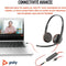 Poly Blackwire 3225 - Stereo Headset - USB-A/USB-C - Zwart