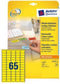 Avery 38 - Laseretiket - 65 etiketten per vel - Geel (20 vel)