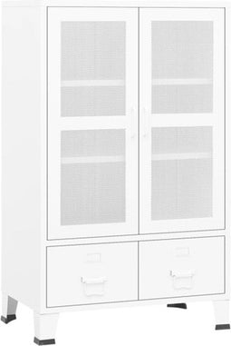vidaXL - Opbergkast - industrieel - 70x40x115 - cm - metaal - wit