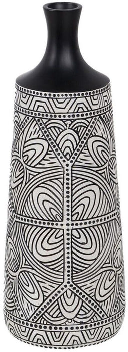 Vaas Wit Zwart Polyresin 17,5 x 17,5 x 48 cm