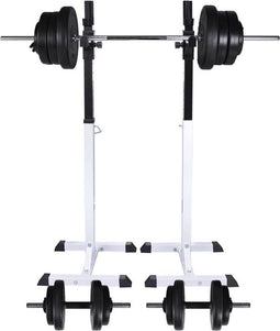 vidaXL - Halter-/squatrek - met - halterset - 60,5 - kg