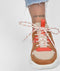 PS Poelman Year - Dames Leren Chunky Runner Sneaker - Mesh en Suéde - Bruin Beige Rood - Maat 37