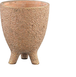 PTMD Binky Ronde Bloempot - H18 x Ø15 cm - Cement - Goud