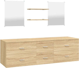 vidaXL - Badkamermeubelset - 5-delig - Wandgemonteerd - Eiken (1 set)