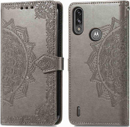 iMoshion Hoesje Geschikt voor Motorola Moto E7i Power Hoesje Met Pasjeshouder - iMoshion Mandala Bookcase - Grijs