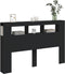 Hoofdeinde met LED 160x18,5x103,5 cm bewerkt hout zwart