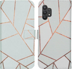 iMoshion Hoesje Geschikt voor Samsung Galaxy A32 (5G) Hoesje Met Pasjeshouder - iMoshion Design Softcase Bookcase - Wit / White Graphic
