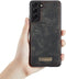 Caseme - Vintage 2 in 1 portemonnee hoes - Geschikt voor Samsung Galaxy S22 Plus / S22+ - Zwart