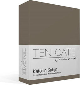 Ten Cate Hoeslaken - Hoeslaken Topper 160x200 - Katoensatijn 200TC - Strijkvrij - Taupe