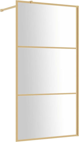 vidaXL - Inloopdouchewand - transparant - 100x195 - cm - ESG-glas - goudkleurig