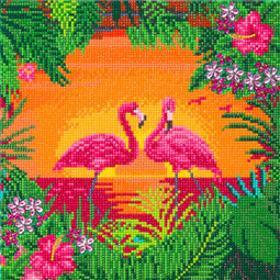 Diamondpainting crystal art kit fancy flamingo - 40 stuks