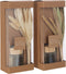 J-Line geurolie + bloemen - glas - groen/naturel - 2 stuks