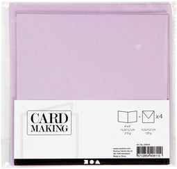 Creativ Company CC Kaarten en Enveloppen 15,2x15,2 cm Lichtpaars 4 stuks.