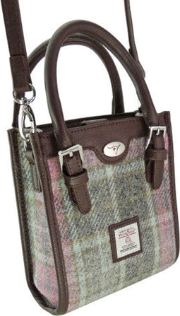 Mini Handtas Keltie Zacht Roze Buchanan - Schouderband - Harris Tweed - Glen Appin of Scotland