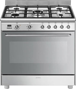 SMEG CG90X2 - Gasfornuis - 5 branders 1000-4000 watt - Roestvrijstaal