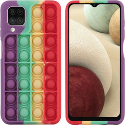 iMoshion Hoesje Geschikt voor Samsung Galaxy A12 Hoesje Siliconen - iMoshion Pop It Fidget Toy - Pop It hoesje - Rainbow