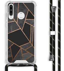 iMoshion Hoesje Geschikt voor Huawei P30 Lite Hoesje Met Koord - iMoshion Design Hoesje met Koord - Zwart / Meerkleurig / Goud / Black Graphic