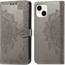 imoshion Hoesje Geschikt voor iPhone 15 Hoesje Met Pasjeshouder - imoshion Mandala Bookcase - Grijs