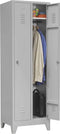 Industriële locker garderobekast 2- delig deur grijs op de sokkel en opening voor hangoogsluiting (zonder hangslot geleverd)