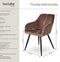 tectake® Eetkamerstoel Marilyn - Gestoffeerd - Fluweellook - Bruin/Zwart
