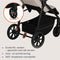 Lionelo Iva - Wandelwagen Premium - 360° Zwenkwielen met Vering - XXL Zonnekap UPF50 - Beige