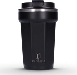Castagnola Thermosbeker - Koffiebeker To Go - Dubbelwandig RVS - 380 ML - Zwart - Octagon