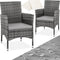 tectake® - Wicker tuinstoelen - Set van 2 - UV-bestendig - Stalen frame - Grijs (2 stuks)