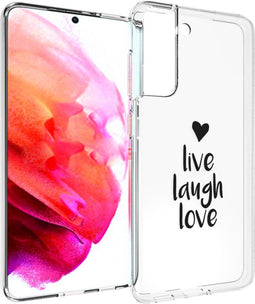 imoshion Hoesje Geschikt voor Samsung Galaxy S21 FE Hoesje Siliconen - imoshion Design hoesje - Transparant / Zwart / Live Laugh Love