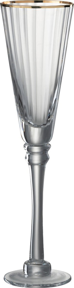 J-Line glas champagne Rand - glas - transparant/goud - 6 stuks