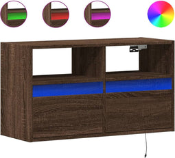 vidaXL - Tv-wandmeubel - met - LED-verlichting - 80x31x45 - cm - bruin - eikenkleur