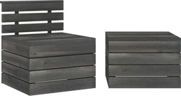 vidaXL - 2-delige - Loungeset - pallet - massief - grenenhout - donkergrijs