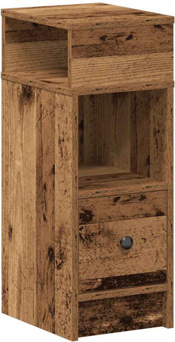 vidaXL - Nachtkastje - met - lade - 25x31x66 - cm - oud - houtkleurig
