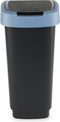 Rotho Twist afvalbak met swingdesksel 25L - zwart/blauw - BPA-vrij - incl 6 sticker voor diverse afvalstromen