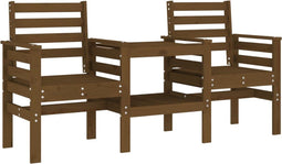 vidaXL - Tuinbank - met - tafel - 2-zits - massief - grenenhout - honingbruin