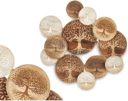 Wanddecoratie Wit Bruin Mangohout Levensboom 76 x 70 x 5 cm