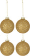 J-Line kerstbal Sterretjes - glas - goud - medium - doos van 4