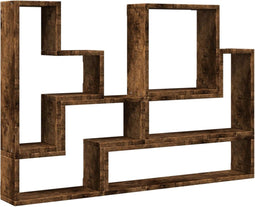 vidaXL - Wandschap - 96x12x64 - cm - bewerkt - hout - gerookt - eikenkleurig