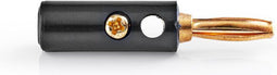Nedis Banaanstekker - Recht - Male - Verguld - Schroef - Diameter kabelinvoer: 4.5 mm - Polyvinylchloride (PVC) - Zwart - 25 Stuks - Polybag