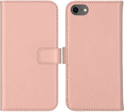 Selencia Echt Lederen Bookcase - Flip Cover - 3 Pashouders - Roze (iPhone SE (2022) iPhone SE (2020) iPhone 8, iPhone 7, iPhone 6s iPhone 6)